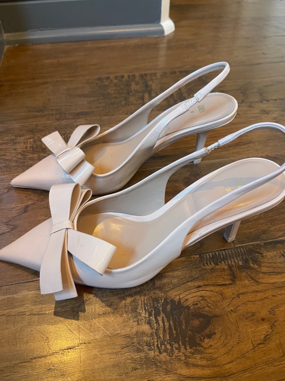 Zara Cream Bow Slingback Heels - Picture 5 of 6
